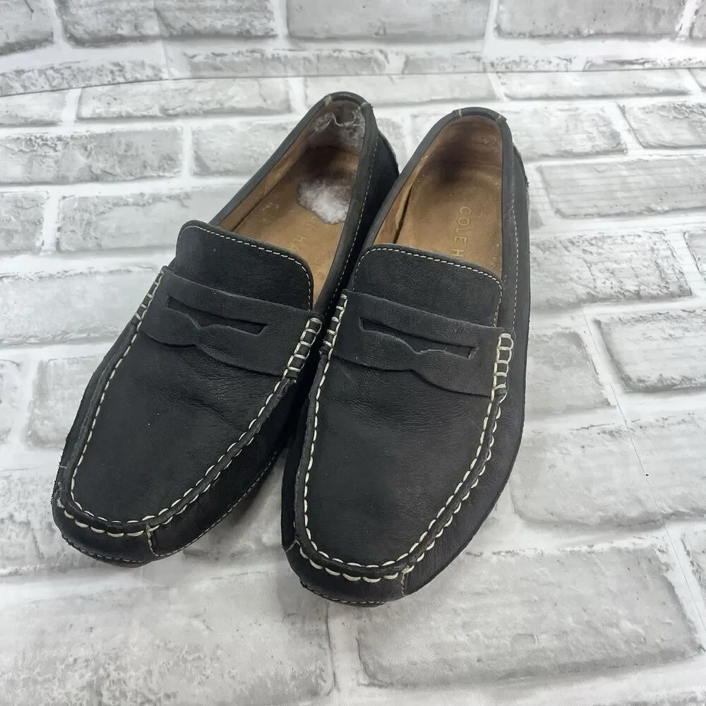 Cole Haan Wyatt Penny Men's Size 7 M Black Leather Suede Driver Loafer
